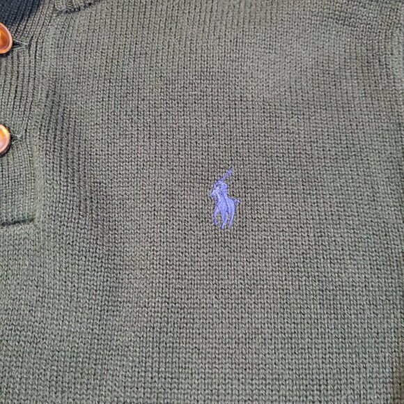 POLO Button Knit Green Sweater - Large - Picture 8 of 8